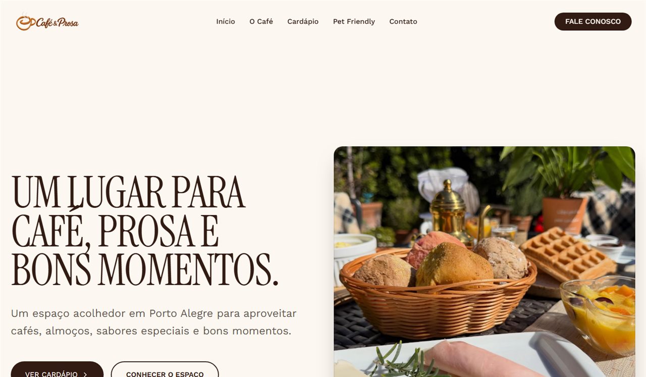 Página inicial do site de portfólio criado para prospecção